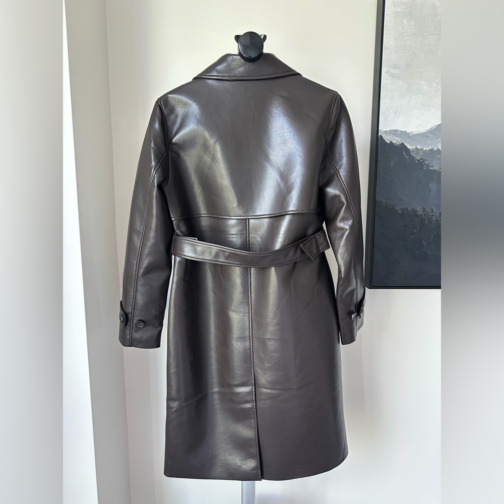 Aritzia Dark Brown Leather Trench Coat - Picture 3 of 6